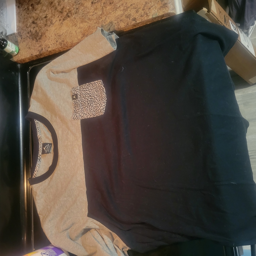 Jordan Gray and Black Tee with Patterned Collar